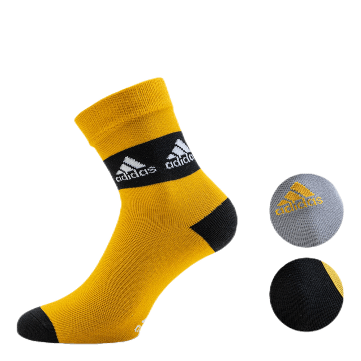 3-Pack Crew Socks Black/Grey/Yellow