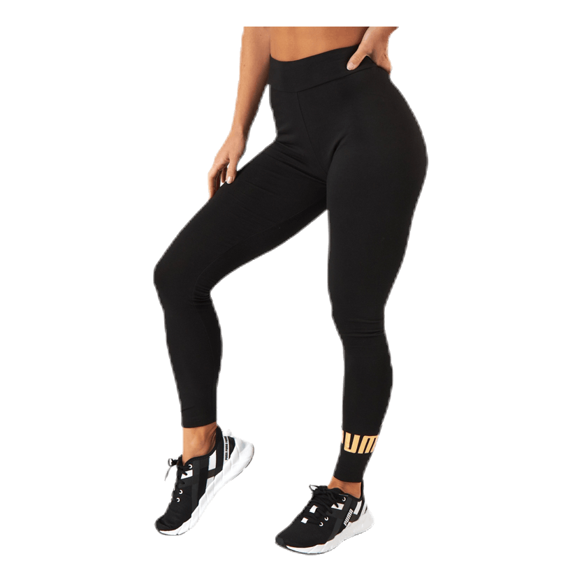 Puma ESS Logo Leggings Black Gold Sportamore