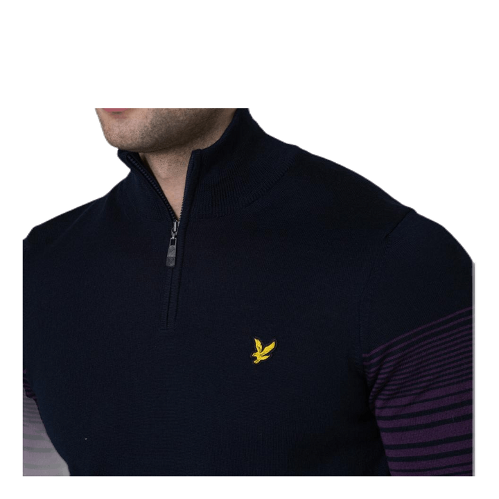 Golf Stripe Quarter Zip Pullover Blue