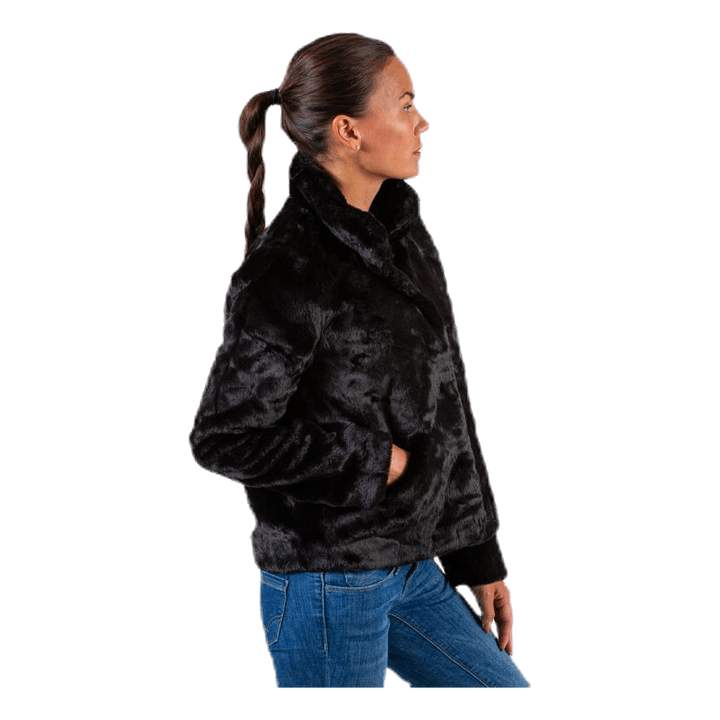 Vida Faux Fur Jacket Otw Black