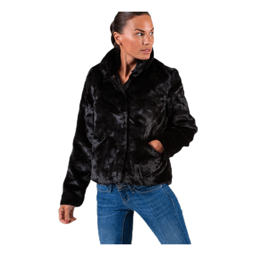 Vida Faux Fur Jacket Otw Black