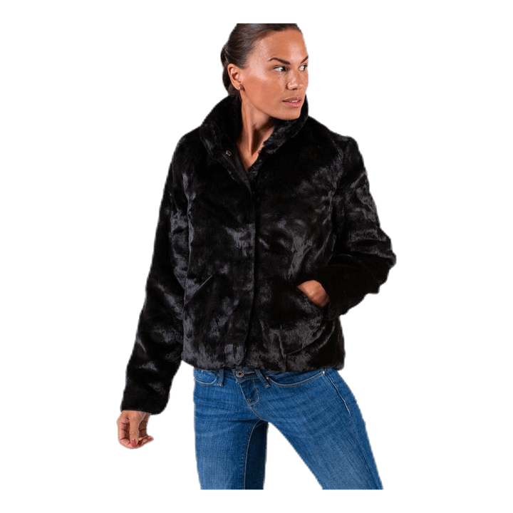 Vida Faux Fur Jacket Otw Black