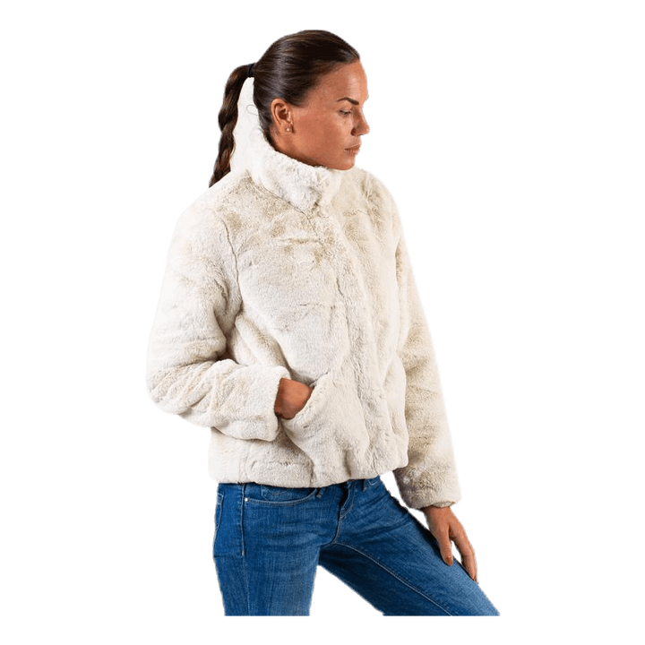 Vida Faux Fur Jacket Otw White