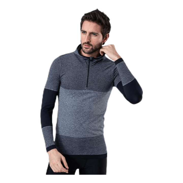 Kerto Melange Seamless Midlayer w/hood Black