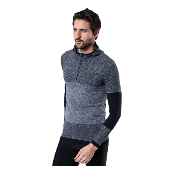 Kerto Melange Seamless Midlayer w/hood Black