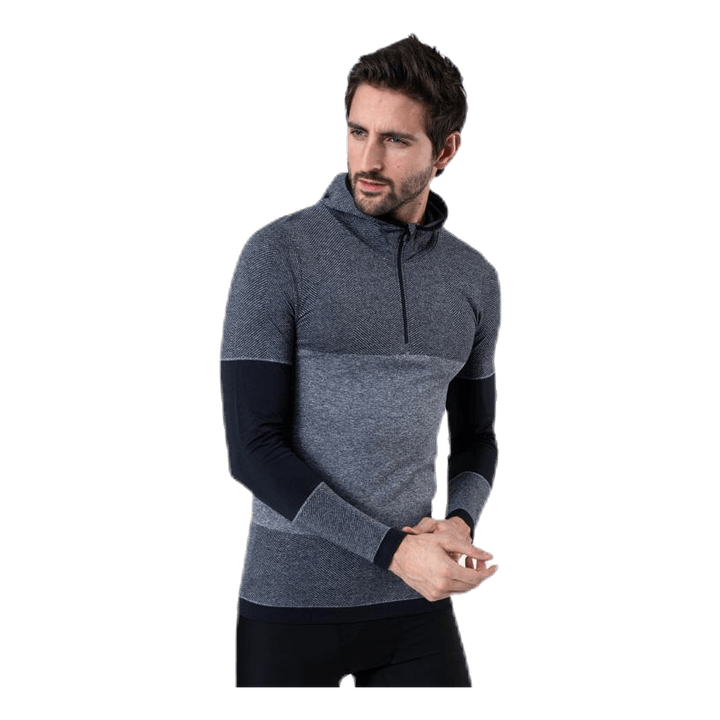 Kerto Melange Seamless Midlayer w/hood Black