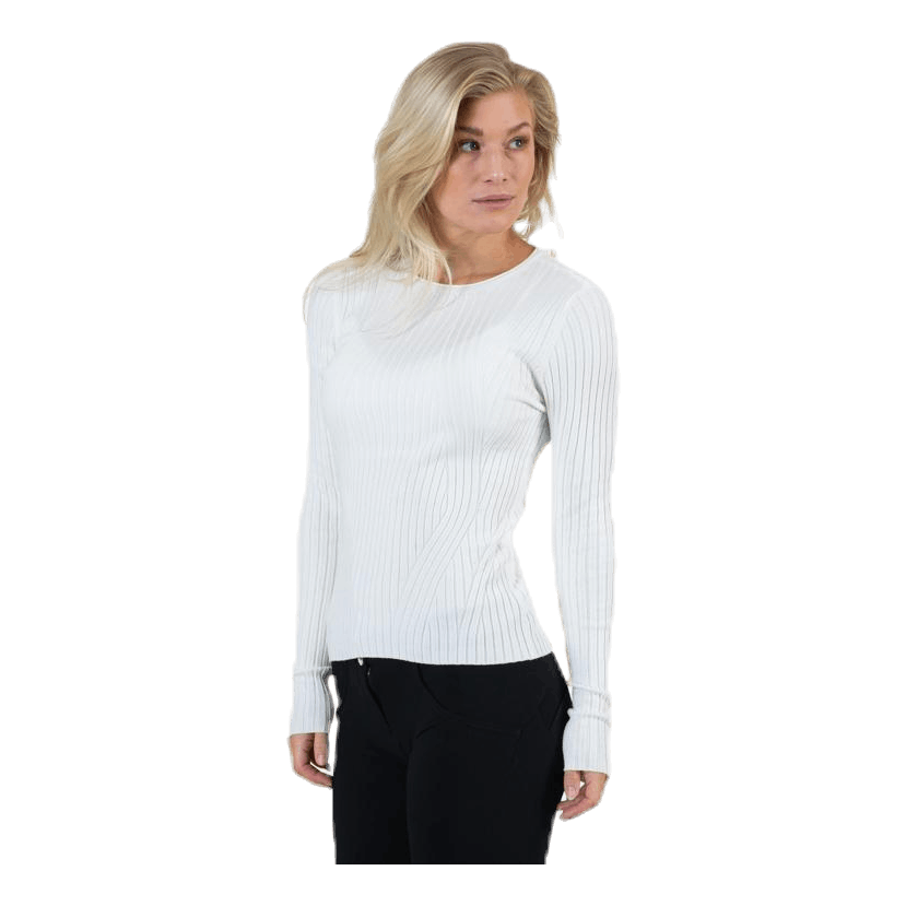 Natalia L/S Rib Pullover Knt White