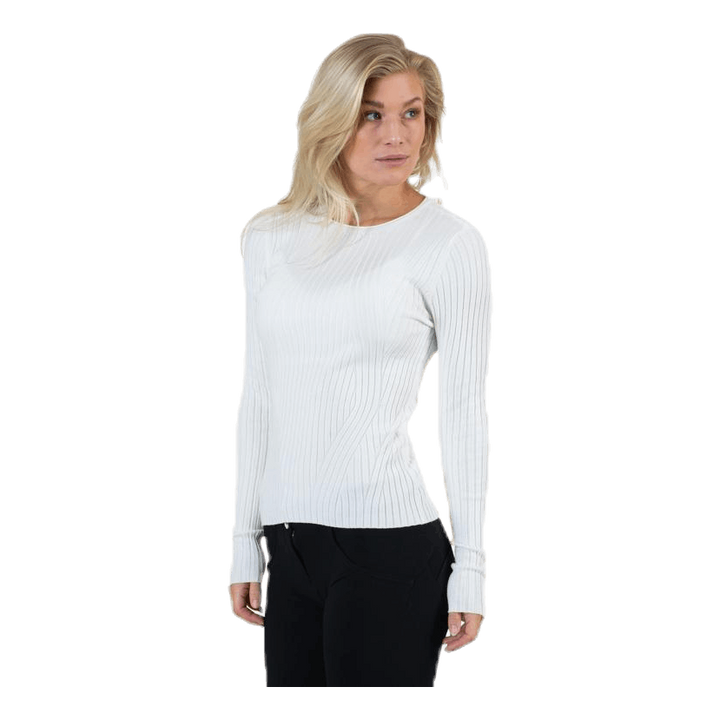 Natalia L/S Rib Pullover Knt White