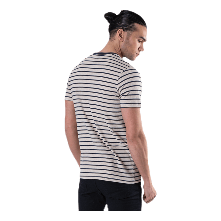 Striped Tee Ss Crew Neck Beige