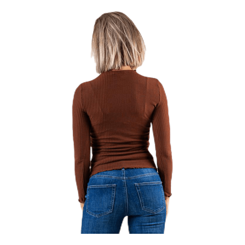 Emma L/S High Neck Top Jrs Brown