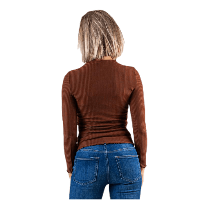 Emma L/S High Neck Top Jrs Brown