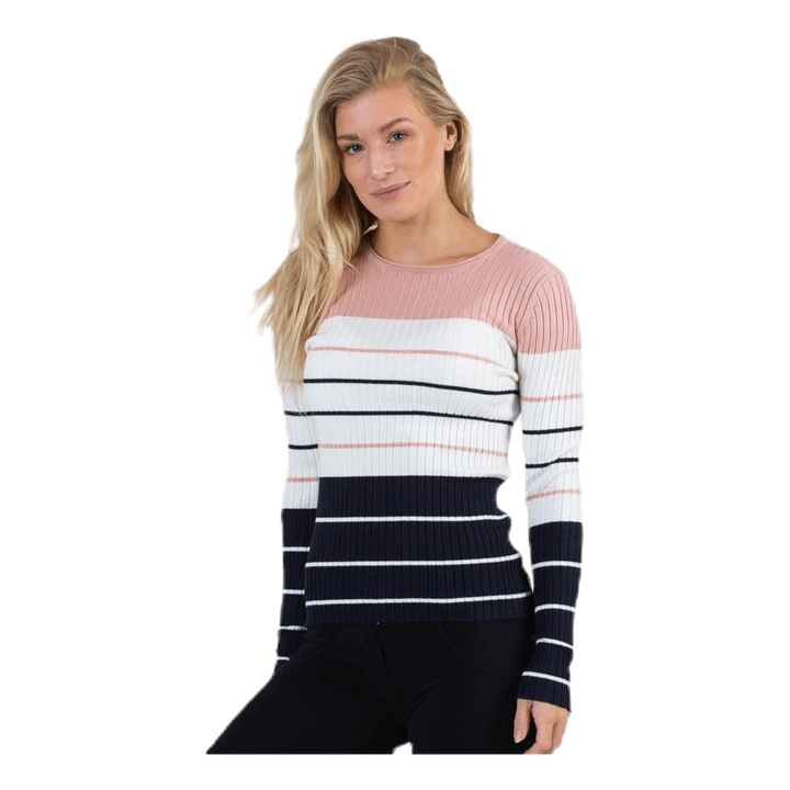 Natalia Stripe  L/S Pullover Knt Red