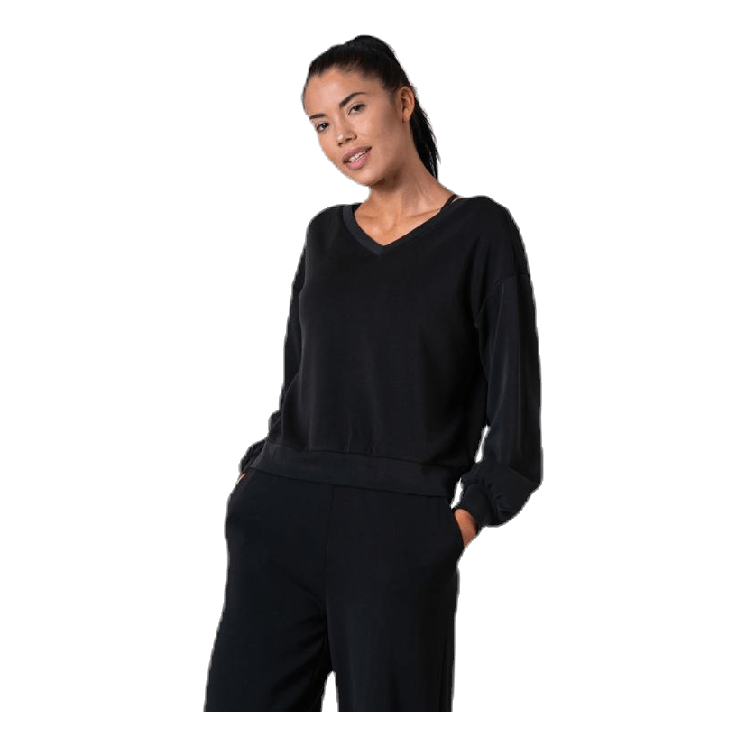 Gaia L/S V-Neck Top Swt Black