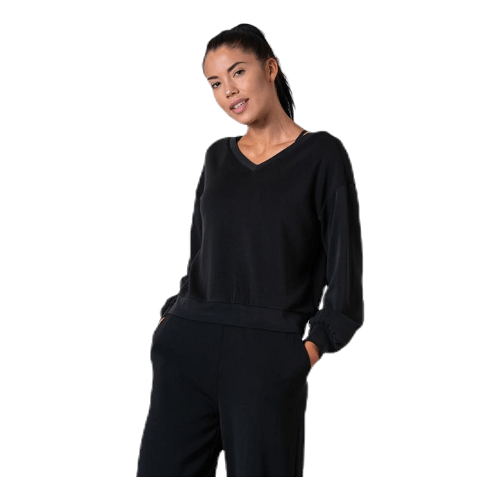 Gaia L/S V-Neck Top Swt Black