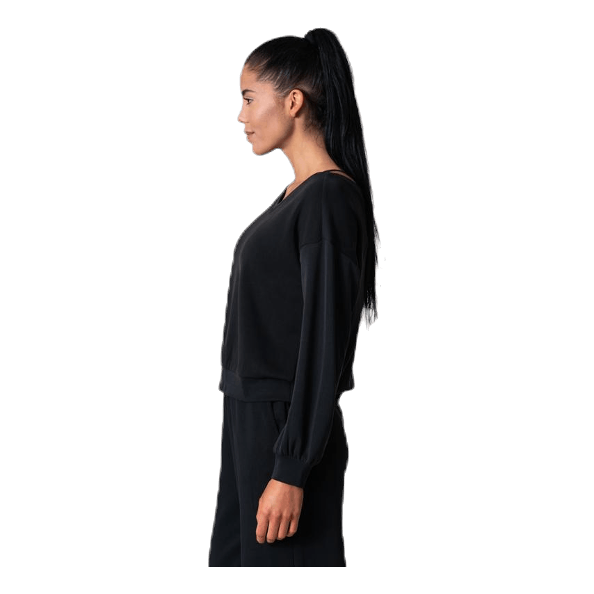 Gaia L/S V-Neck Top Swt Black