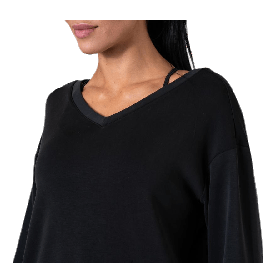 Gaia L/S V-Neck Top Swt Black