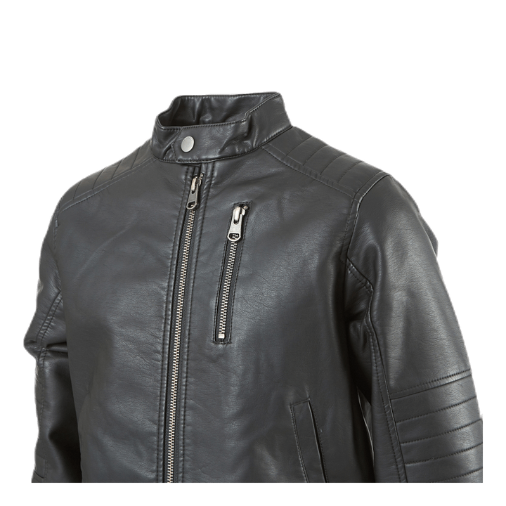 Mike Faux Leather Jacket Black