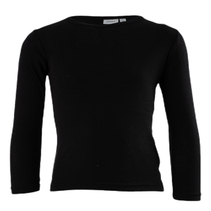 Wang Wool Plain Ls Top Black