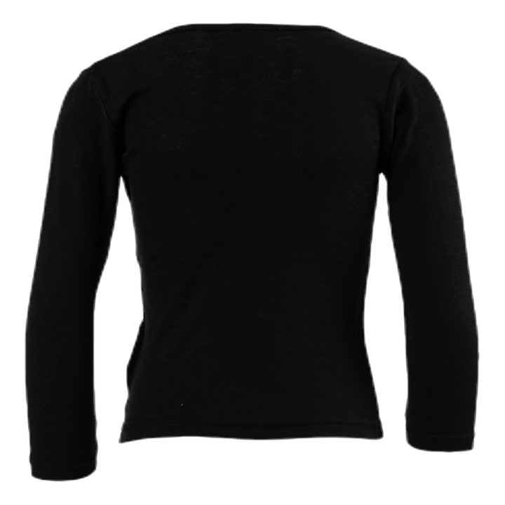 Wang Wool Plain Ls Top Black