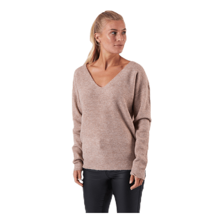 Babett Ls V-Neck Knit Beige