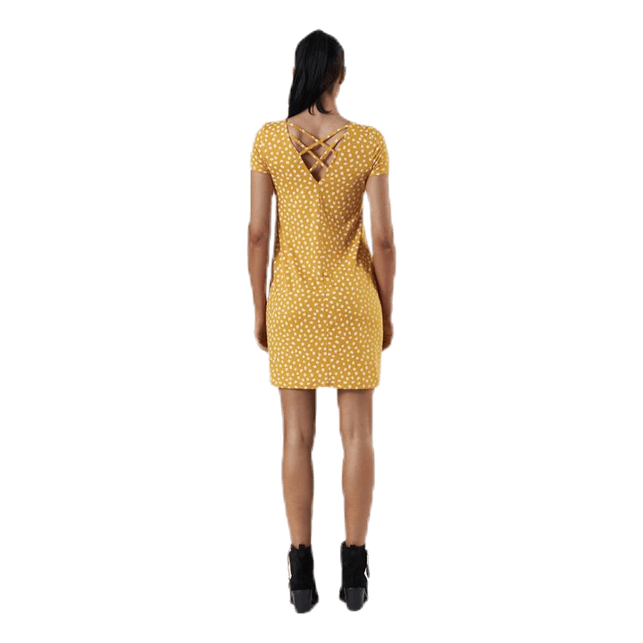 Bera Back Lace Up S/S Dress Yellow