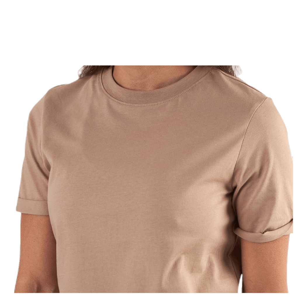 Ria Ss Fold Up Solid Tee Beige