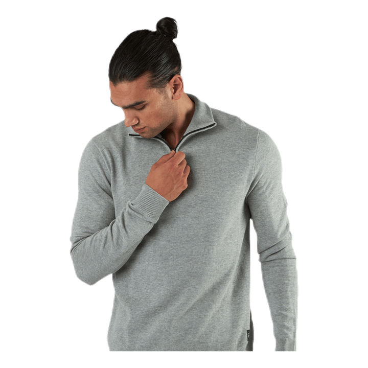 Eli Knit High Neck Zip Grey