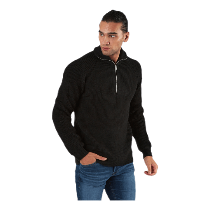 Ivy Knit Half Zip Black