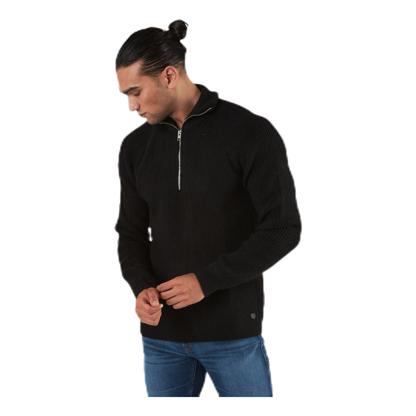 Ivy Knit Half Zip Black