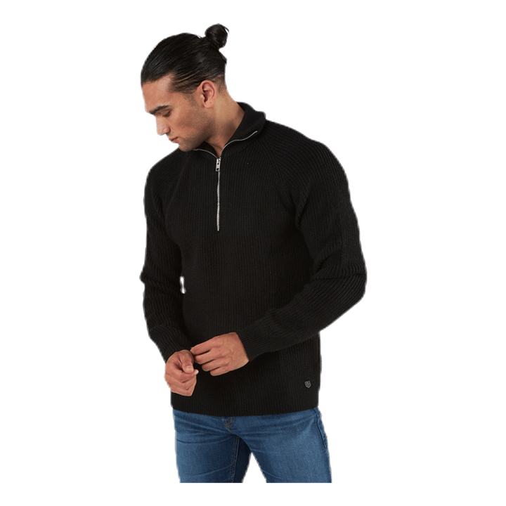 Ivy Knit Half Zip Black