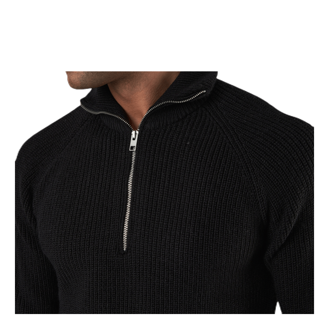 Ivy Knit Half Zip Black