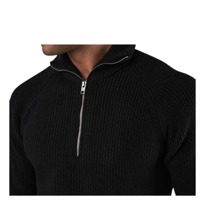 Ivy Knit Half Zip Black