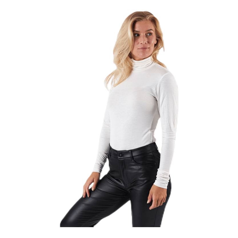 Lela Life L/S Rollneck Top Jrs White