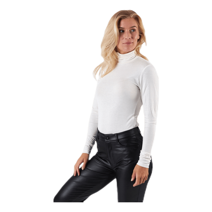 Lela Life L/S Rollneck Top Jrs White