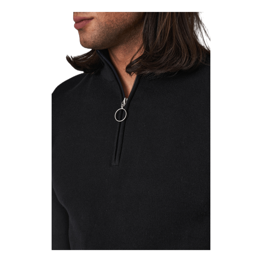 Roy Knit High Neck Zip Black