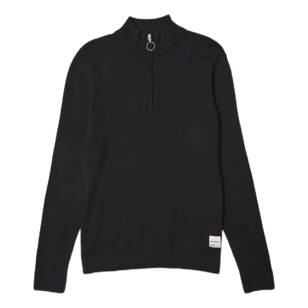 Roy Knit High Neck Zip Black