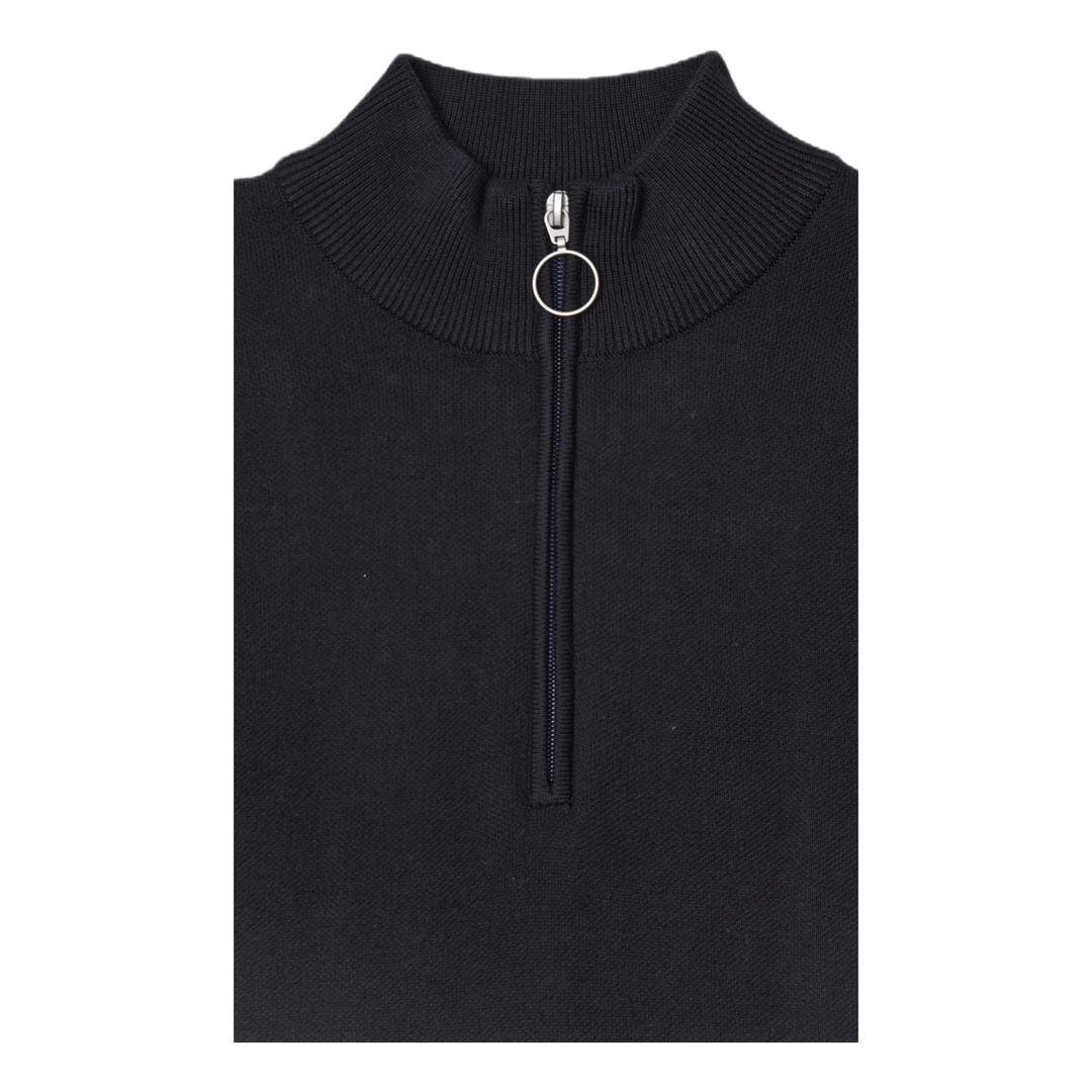 Roy Knit High Neck Zip Black