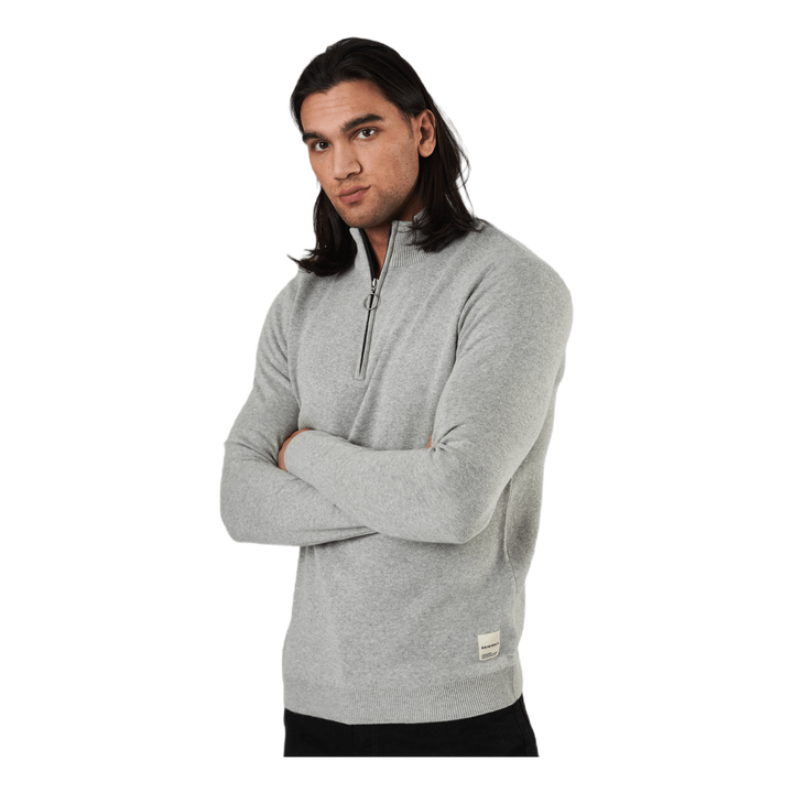 Roy Knit High Neck Zip Light Grey Melange