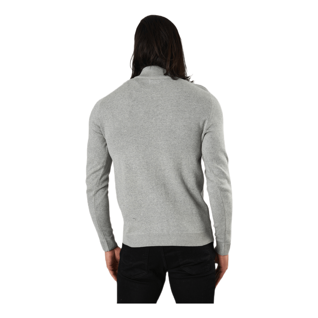 Roy Knit High Neck Zip Light Grey Melange