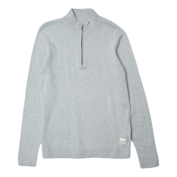 Roy Knit High Neck Zip Light Grey Melange