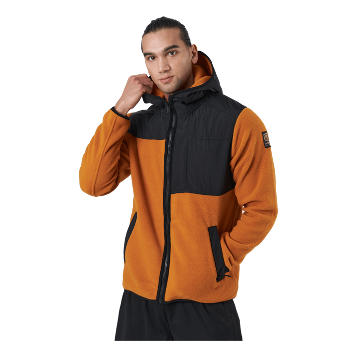 Block Zip Hoodie M Dark Orange