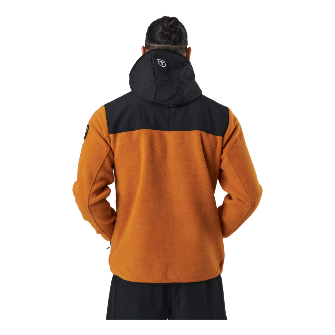 Block Zip Hoodie M Dark Orange