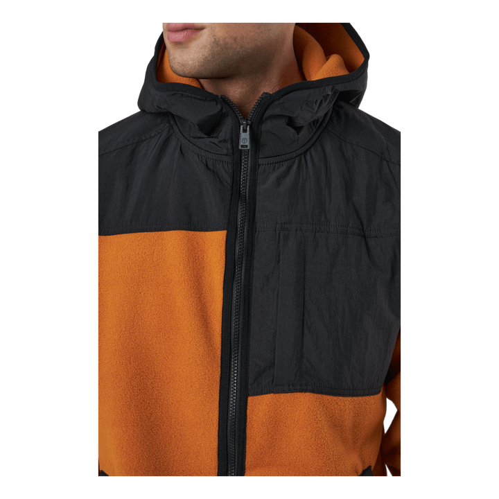 Block Zip Hoodie M Dark Orange