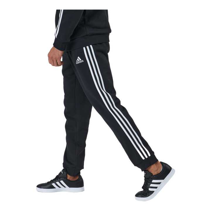 Essentials Tapered Cuff 3 Stripes Pants Black / White