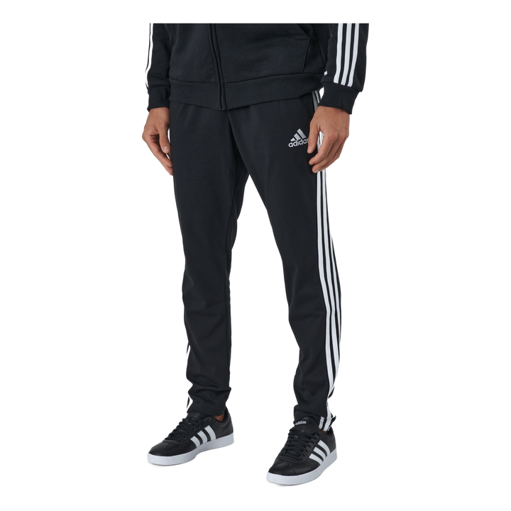 Essentials Tapered Open Hem 3 Stripes Pants Black / White