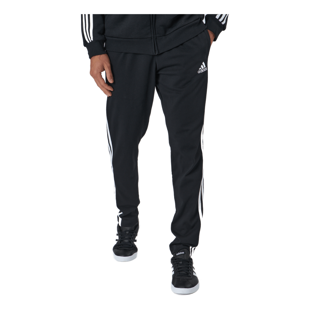 Essentials Tapered Open Hem 3 Stripes Pants Black / White