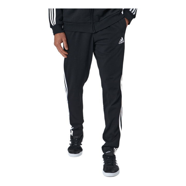 Essentials Tapered Open Hem 3 Stripes Pants Black / White