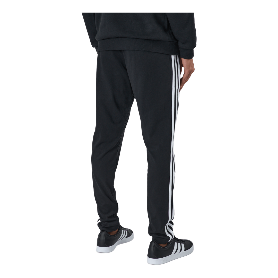 Essentials Tapered Open Hem 3 Stripes Pants Black / White