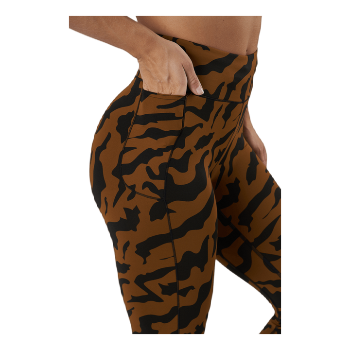 Iconic Printed 7/8 Tights Escape Brown