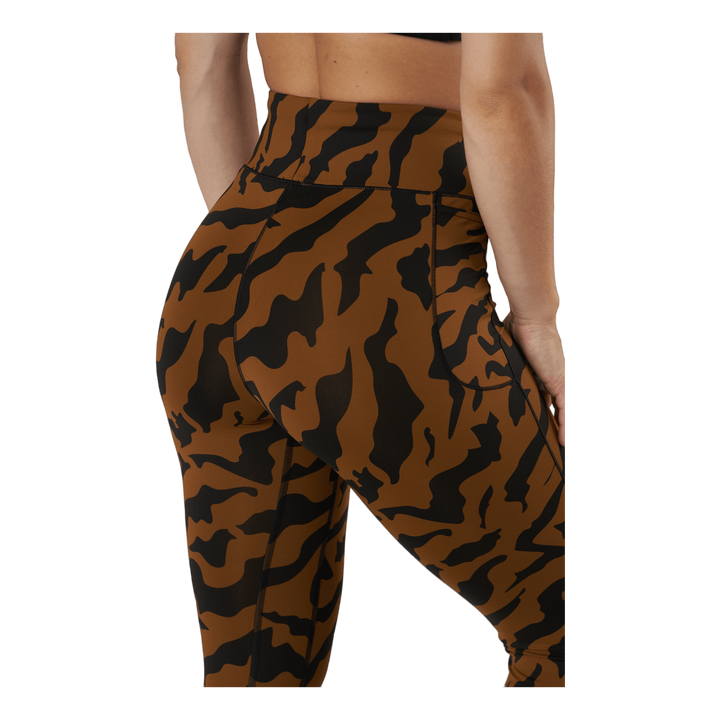 Iconic Printed 7/8 Tights Escape Brown